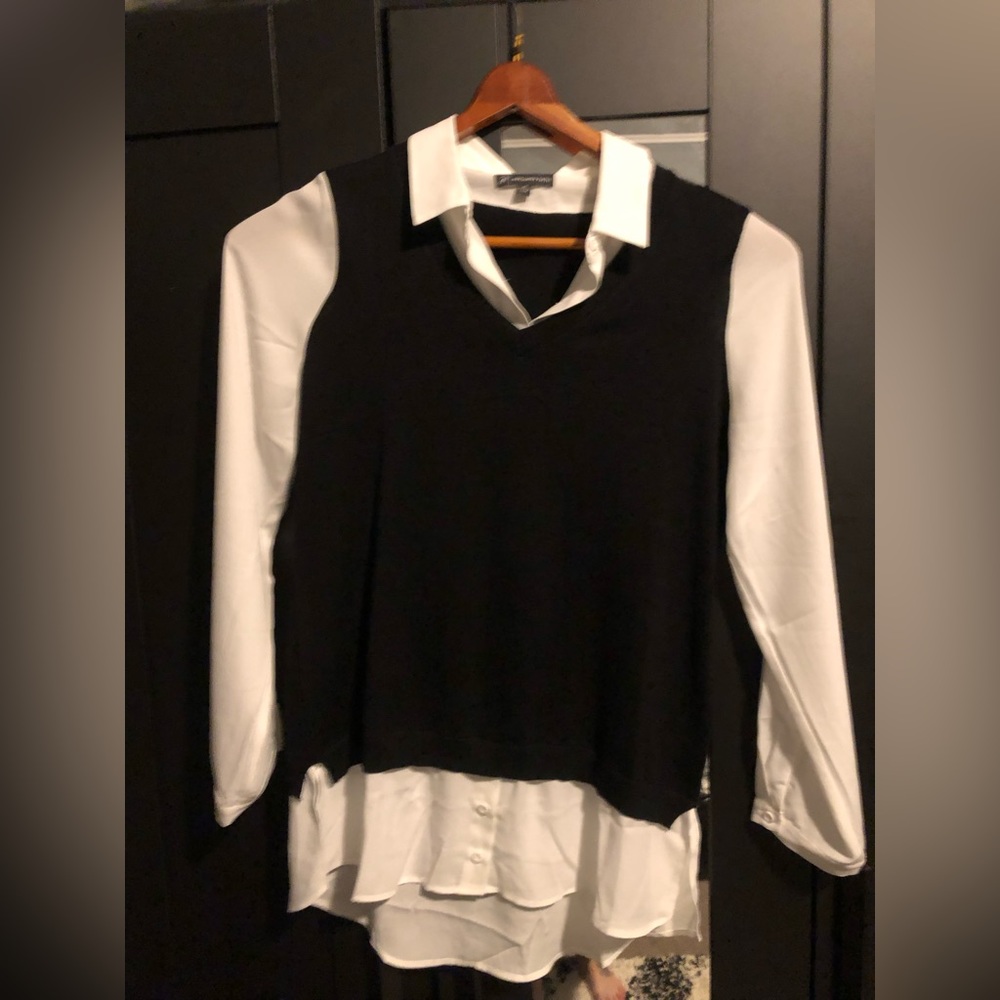 Sweater vest with blouse